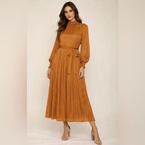 She + Sky Cinnamon Long Sleeve Maxi Dress